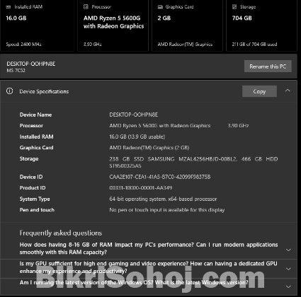 AMD Ryzen 5 5600G Radeon graphics 3.90 GHz